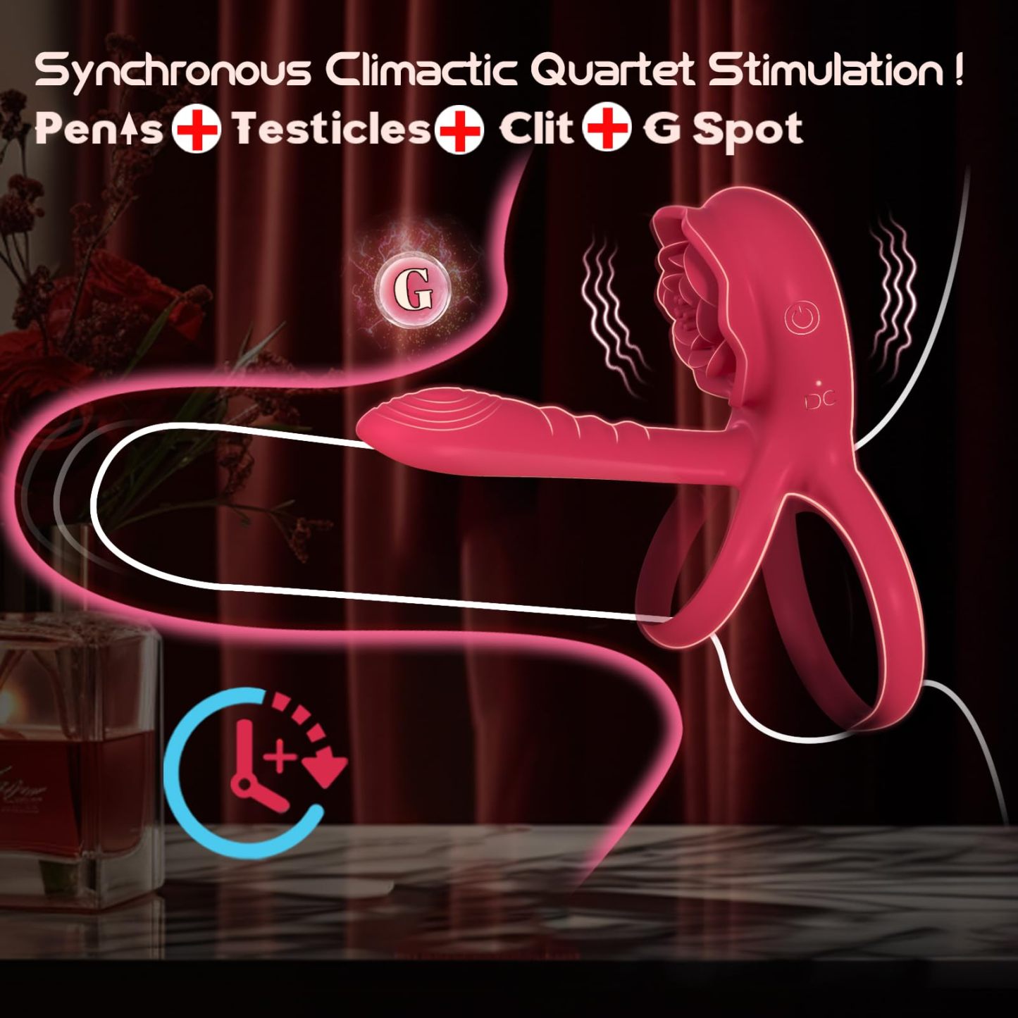 💥2025 New Rose Ring-FLORAX 15° Curve Boost & Bloom Cock Ring-4 in 1 Couple Toy Penis Ring Nighty