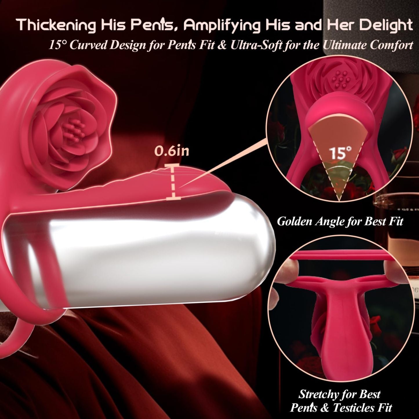 💥2025 New Rose Ring-FLORAX 15° Curve Boost & Bloom Cock Ring-4 in 1 Couple Toy Penis Ring Nighty