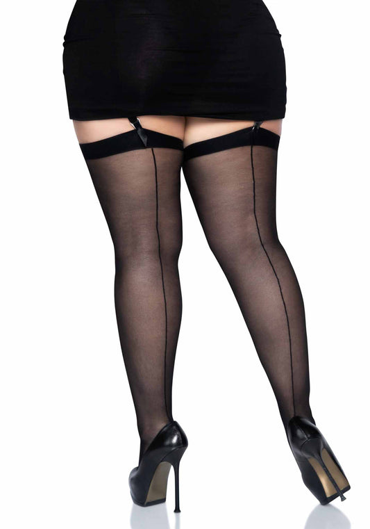 LacyNighty™ Plus Sheer Backseam Stockings Leg Avenue Hosiery