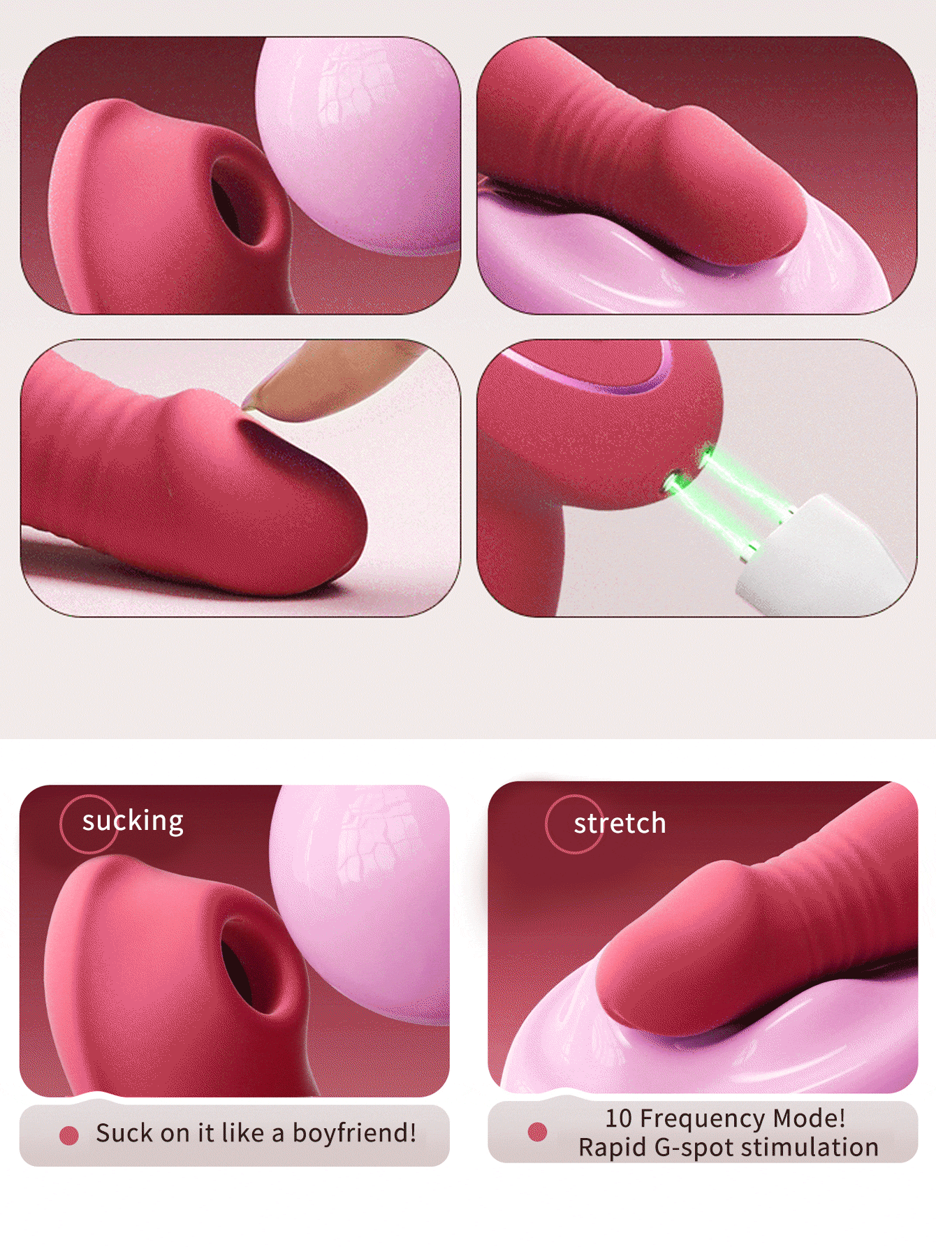 💥2025 KissWave, Sucking Vibrator Rose Sex Toys For Women– Upgraded Sex Stimulator With 10 Sucking &Thrusting Vibrating Modes,G Spot Clit Nipple Wearable Vibrator Nighty