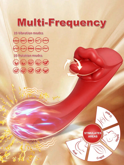 💥2025 New G-Fire Rabbit, Flexible G Spot Vibrator With 10 Licking And 10 Vibrating Modes,Tongue Licking Women Sex Toys,Nipple Toy Clitoral Stimulator Nighty