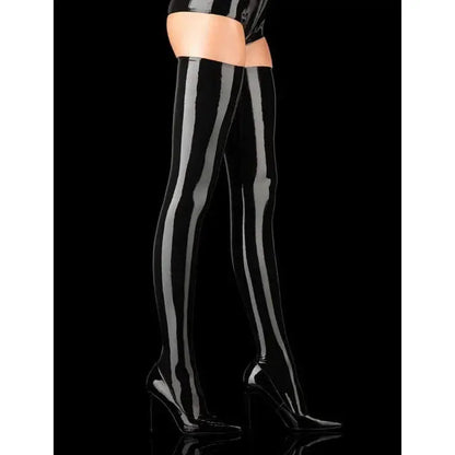 Latex Thigh Highs - Black Lacy Nighty