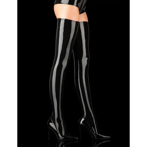 Latex Thigh Highs - Black Lacy Nighty
