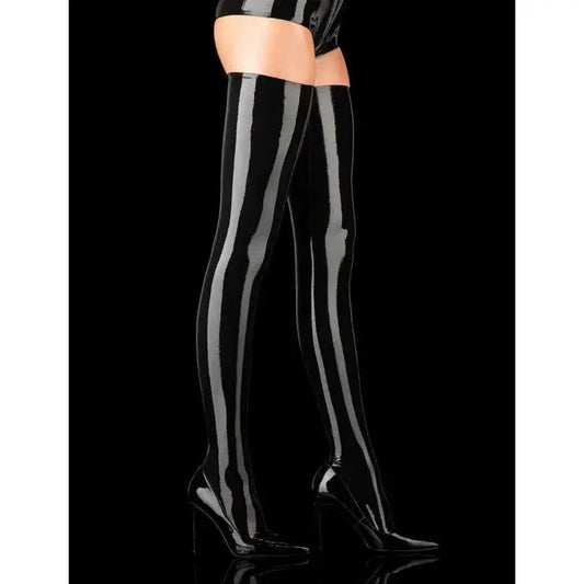 Latex Thigh Highs - Black Lacy Nighty