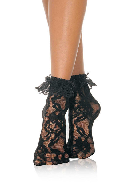 LacyNighty™ Lace Socks with Ruffle Leg Avenue Hosiery