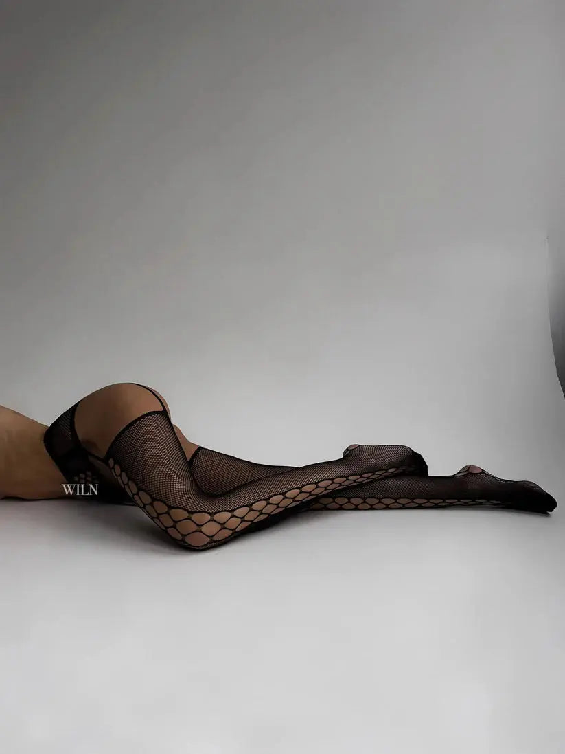 Biney Stocking Black Lacy Nighty Bodysuit