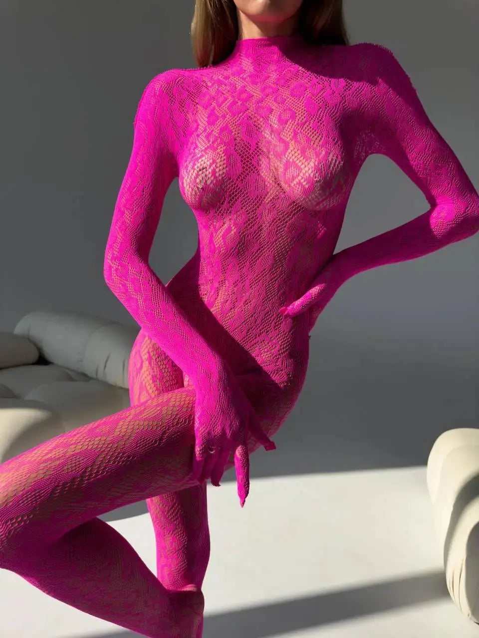 LacyNighty™ Leopard Mesh Bodystocking Lavah Intimates