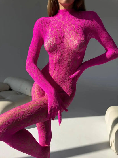 LacyNighty™ Leopard Mesh Bodystocking Lavah Intimates