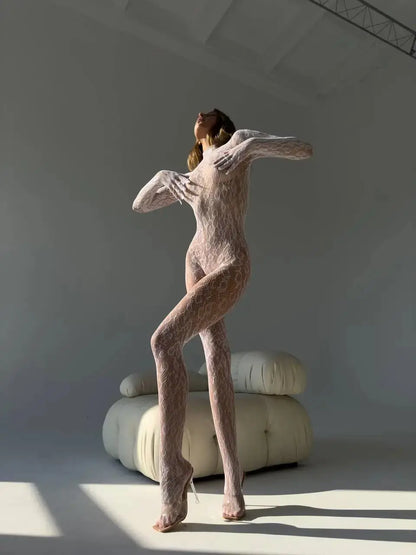 LacyNighty™ Leopard Mesh Bodystocking Lavah Intimates