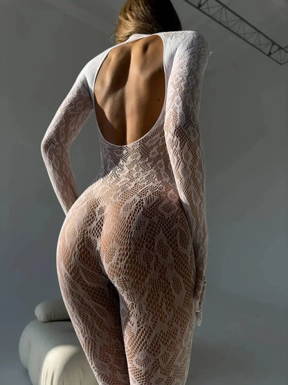 LacyNighty™ Leopard Mesh Bodystocking Lavah Intimates
