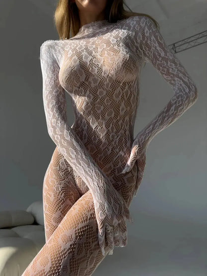 LacyNighty™ Leopard Mesh Bodystocking Lavah Intimates