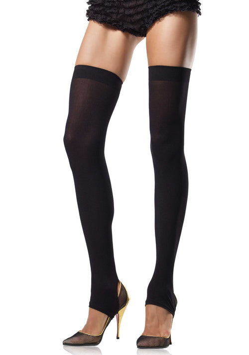 LacyNighty™ Opaque Stirrup Thigh Highs Leg Avenue Hosiery