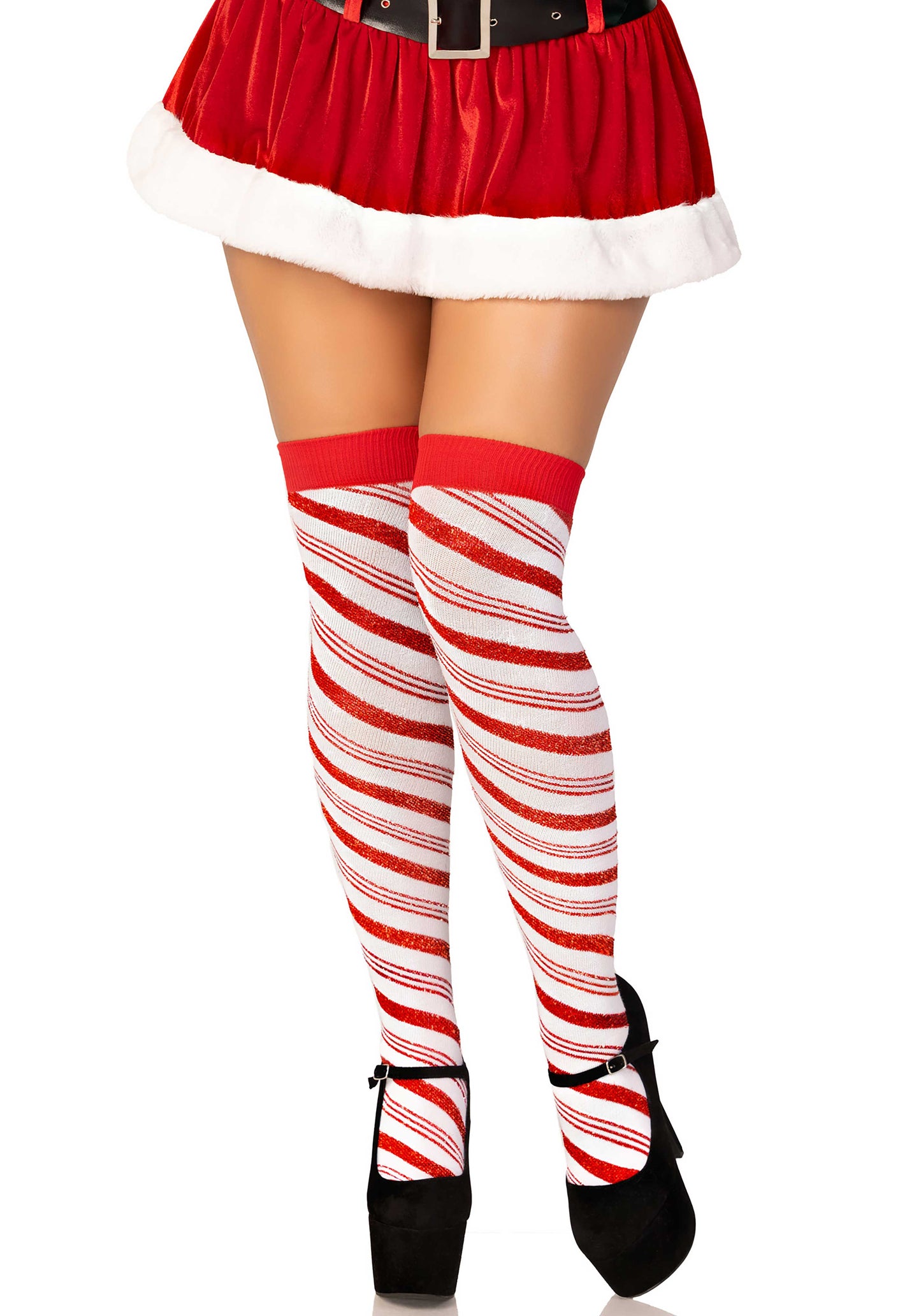 LacyNighty™ Candy Cane Lurex Over The Knee Socks legavenue.eu