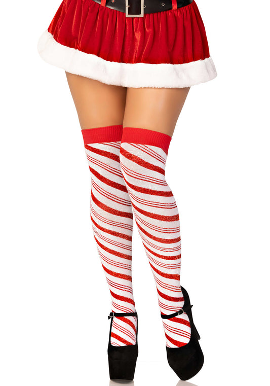 LacyNighty™ Candy Cane Lurex Over The Knee Socks legavenue.eu