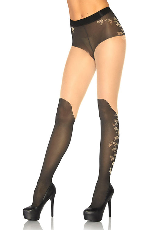 LacyNighty™ Pantyhose with Over Knee Booth Leg Avenue Hosiery