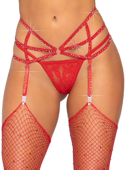 LacyNighty™ Rhinestone Garter Belt Leg Avenue Lingerie
