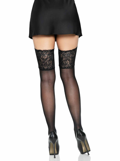 LacyNighty™ Elastane Sheer Stay Up with Lace Top Leg Avenue Hosiery