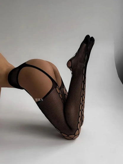 Biney Stocking Black Lacy Nighty Bodysuit