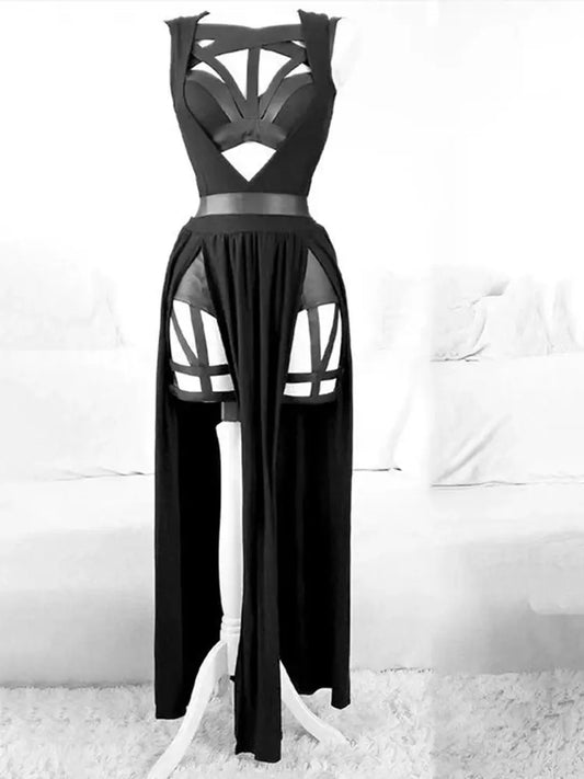 Sleeveless Black Dress Lacy0301Goth