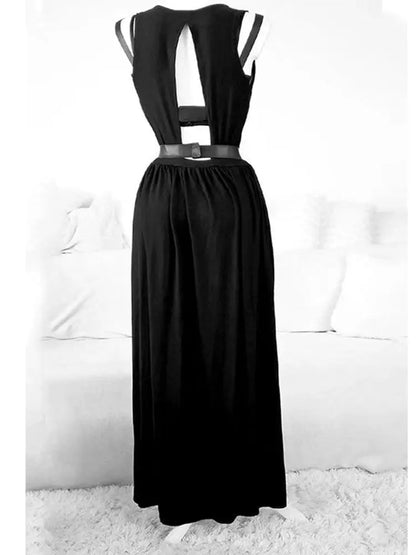 Sleeveless Black Dress Lacy0301Goth
