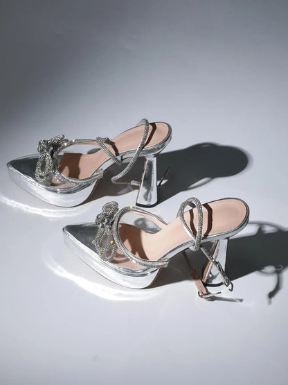 Crystal Heels In Silver (made to order) Mew Mews Fashion Shoes