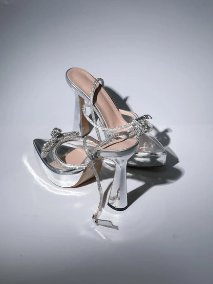 Crystal Heels In Silver (made to order) Mew Mews Fashion Shoes