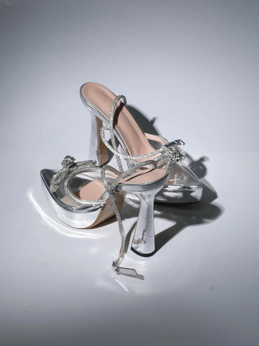 Crystal Heels In Silver (made to order) Mew Mews Fashion Shoes