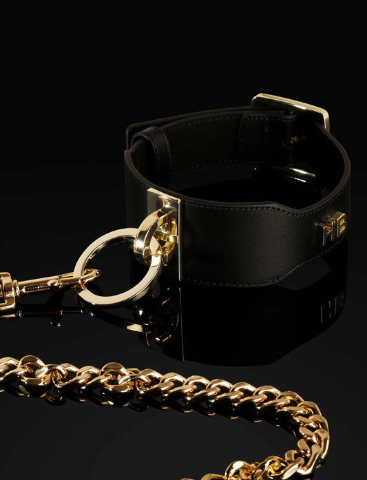 LacyNighty™ Leather Collar Honey Birdette Bondage