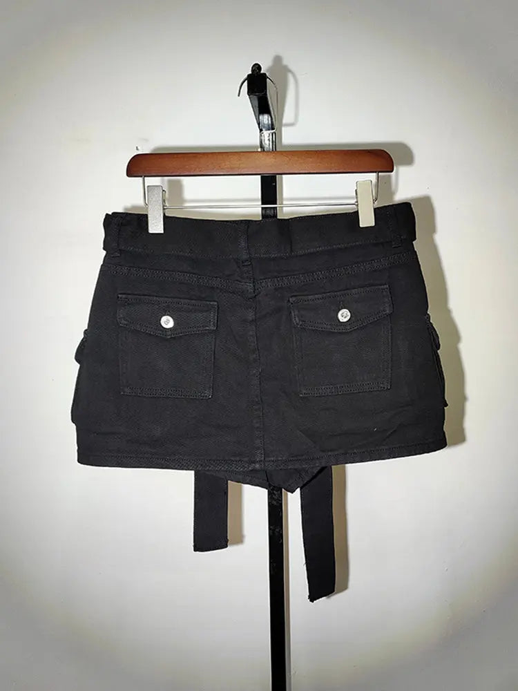 Denim Mini Skirt With Belt Lacy0301Goth Home