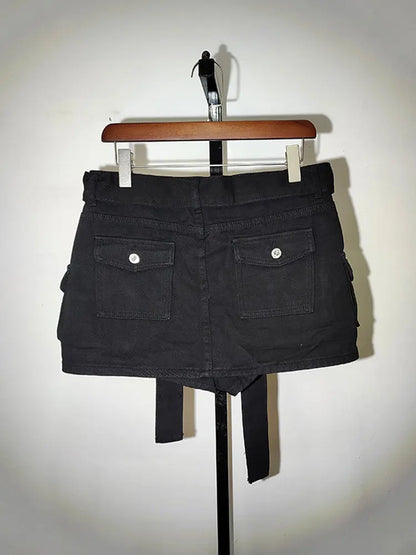 Denim Mini Skirt With Belt Lacy0301Goth Home