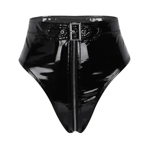Leather Shorts with Open Crotch Lacy0301 Other