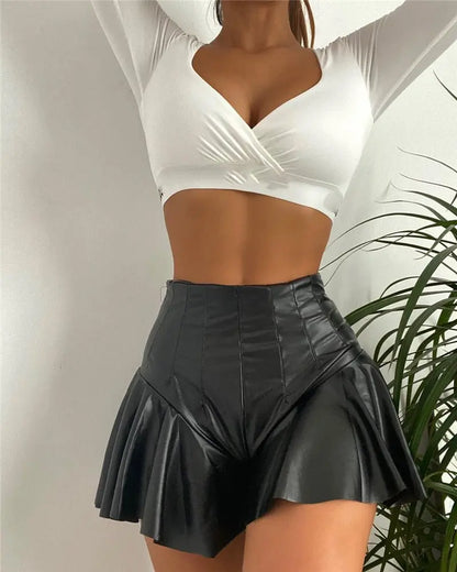 High Waist Ruffle Hem Shorts Lavah Pleasure shorts
