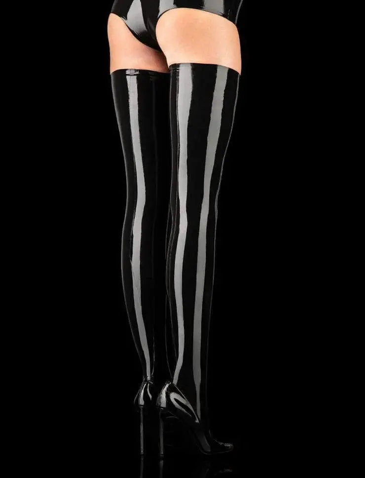 Latex Thigh Highs - Black Lacy Nighty