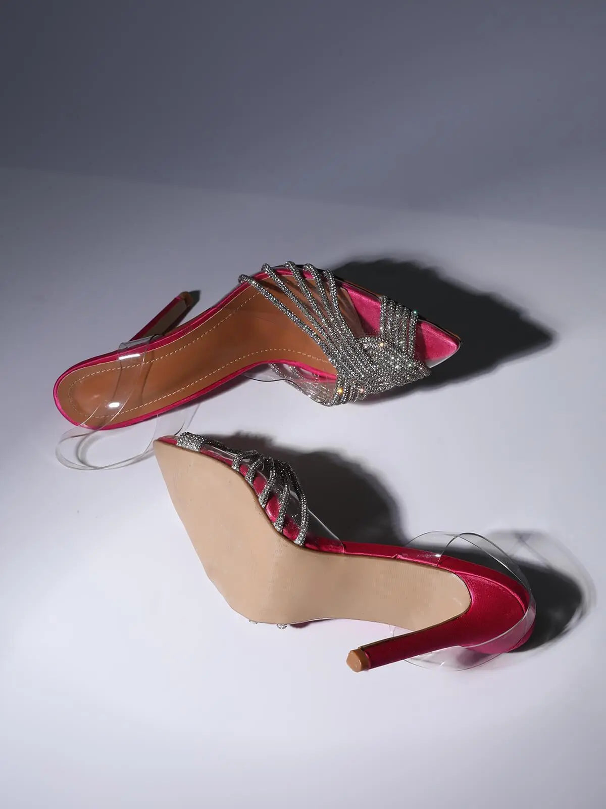 Lumi Crystal Embellished Sandals In Hot Pink Mew Mews Fashion Shoes