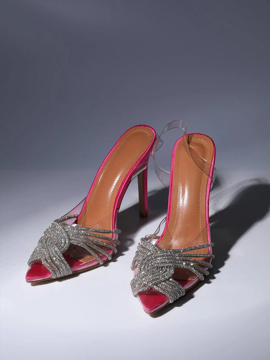 Lumi Crystal Embellished Sandals In Hot Pink Mew Mews Fashion Shoes