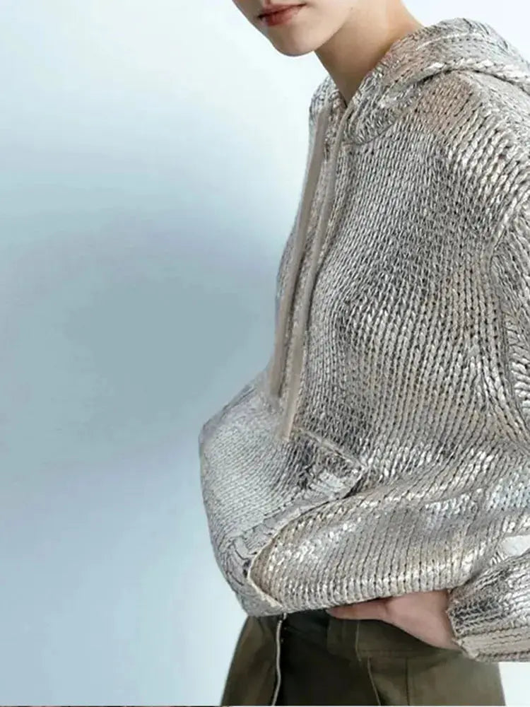 Metallic Women Sweater Lacy0301