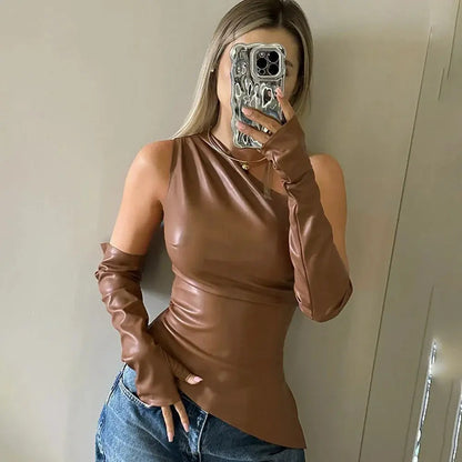 Leather Shoulder Top Lacy0301 Other