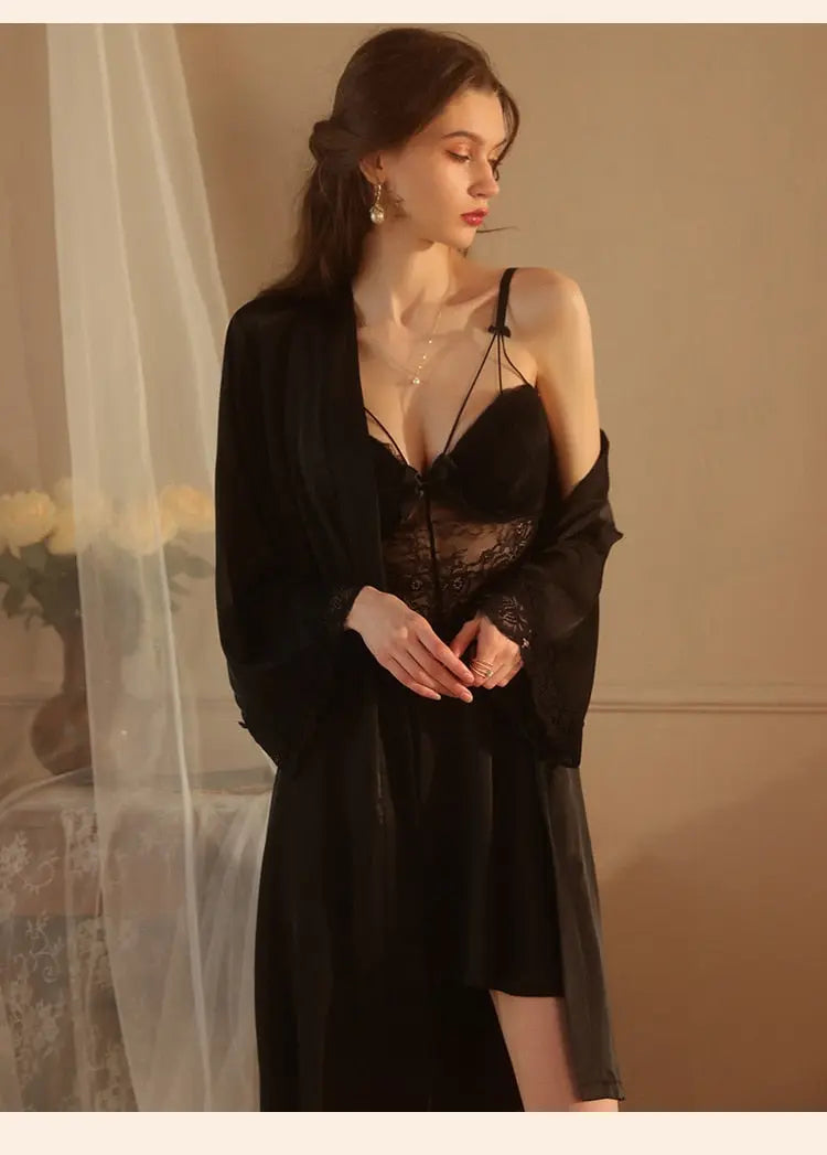 LacyNighty™ Model CH244 CINOON Chemise+Robe Set