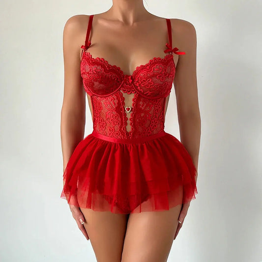 LacyNighty™ Tanya Bodysuit w/ Detachable Skirt Lavah Intimates