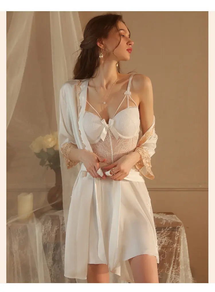 LacyNighty™ Model CH244 CINOON Chemise+Robe Set