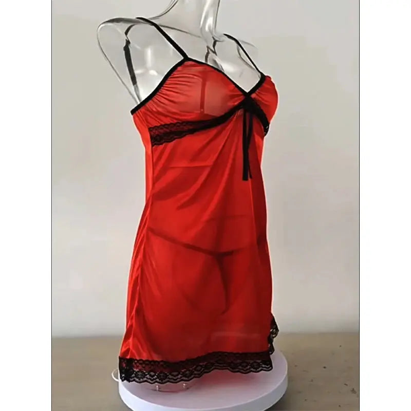 LacyNighty™ Plus Size Satin Nightdress Lacy Nighty