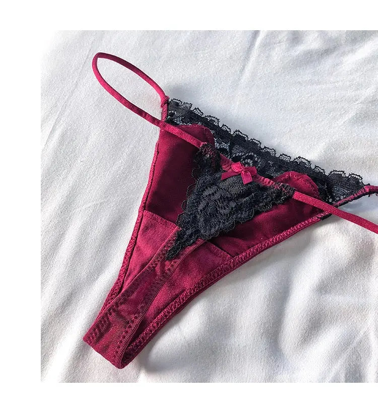 Mimi Satin Lace Thong Lavah Intimates
