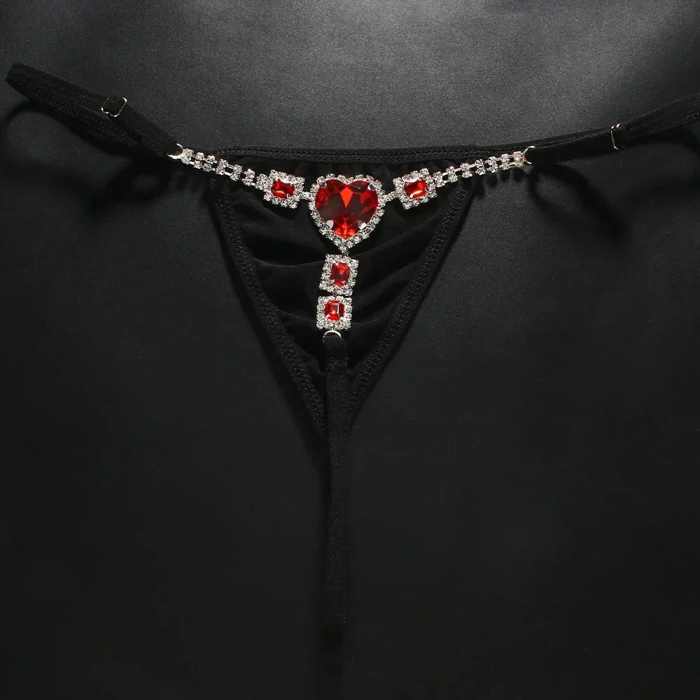 Red Crystal Heart Thong LacyNighty