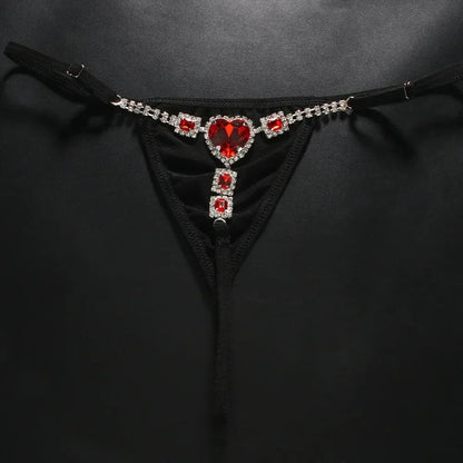 Red Crystal Heart Thong LacyNighty