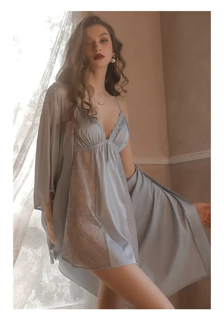 LacyNighty™ Model CH241 CINOON Chemise and Robe Set