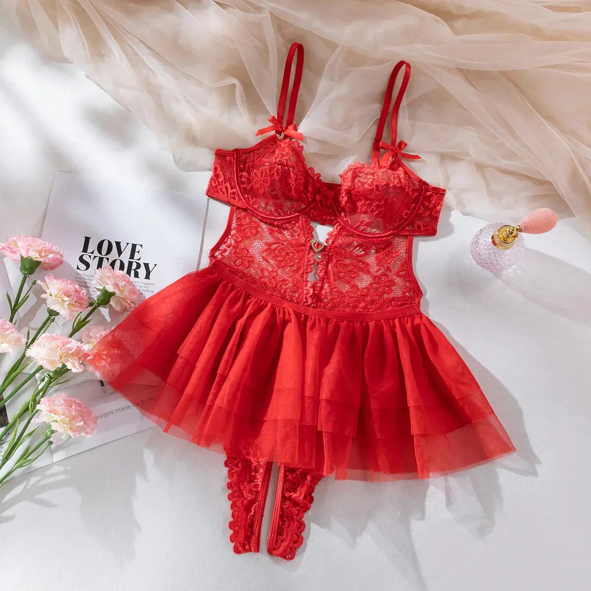 LacyNighty™ Tanya Bodysuit w/ Detachable Skirt Lavah Intimates