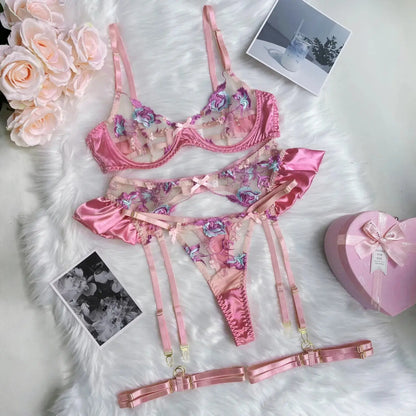 LaycyNighty™ Tanya's Ruffle Floral Set LacyNighty0312 Lingerie Set