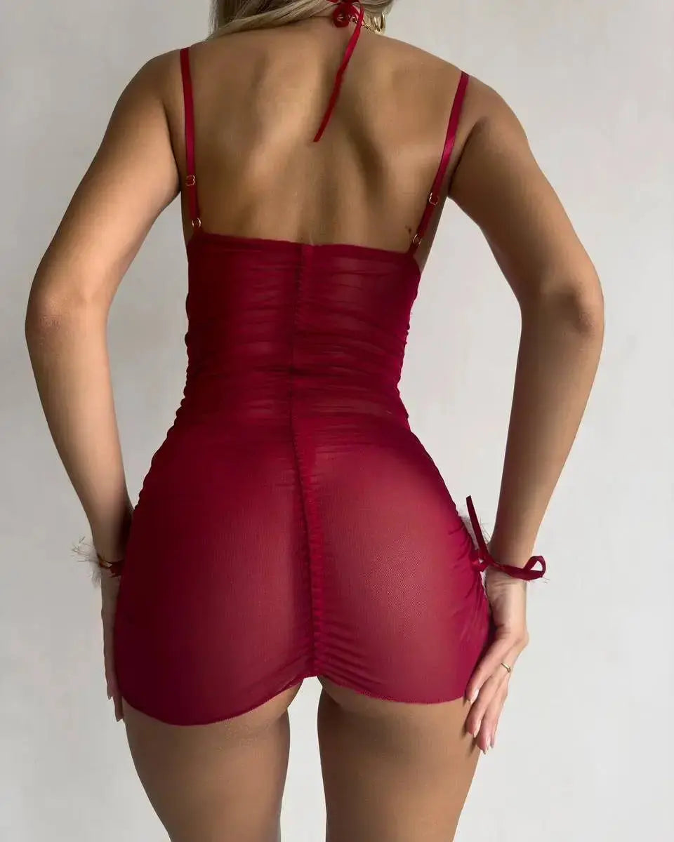 LacyNighty™ Crimson Bunny Bliss Lacy Nighty