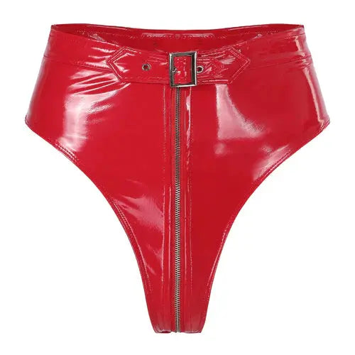 Leather Shorts with Open Crotch Lacy0301 Other