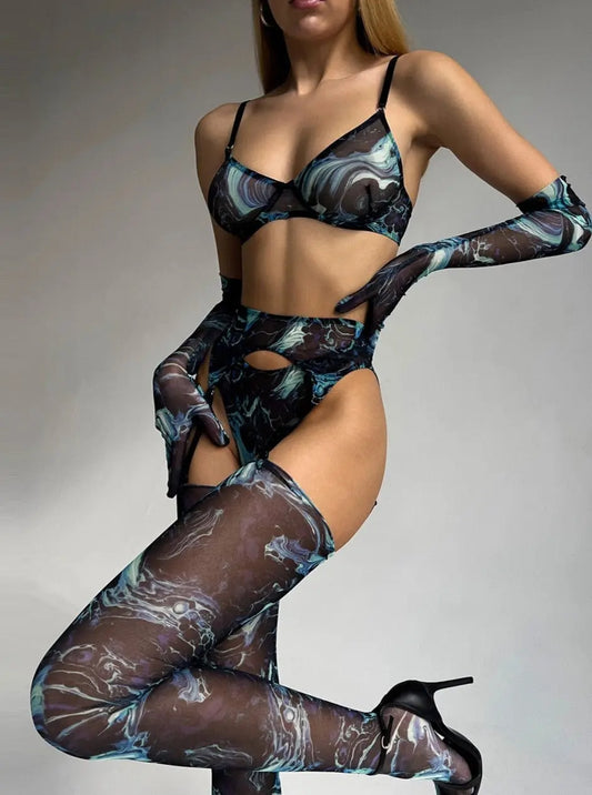 Model SL287-Green ELLOLACE sexy lingerie set